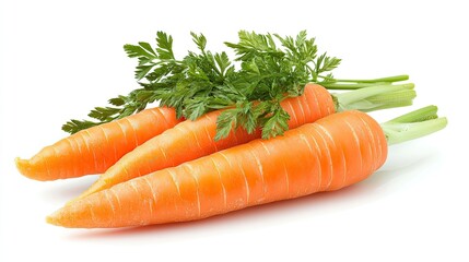 Fresh carrot isolated on white background, ideal for healthy food, nutrition, and farm-to-table shots