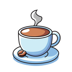 Illustration Vector Graphic Cartoon of a Hot Coffee Cup with Steam