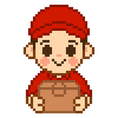 Fototapeta premium Flat Design Pixel Art Delivery man Illustration