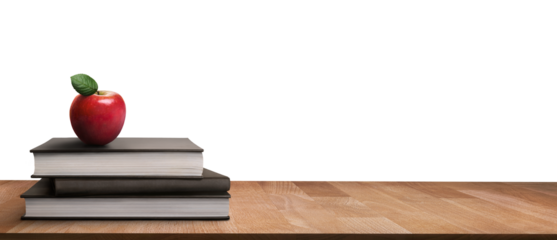 A pile of children's school books getting ready to go back to school to read and learn as part of their education and homework isolated on a transparent background. 