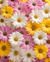 Pink and white chrysanthemums bloom beautifully in the summer garden, showcasing nature's delicate floral artistry