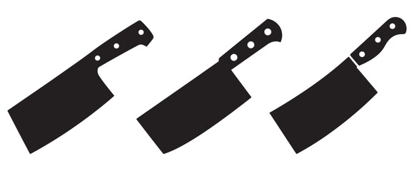Meat Cleaver Knife Silhouette Vector Icon Illustration