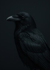Fototapeta premium Majestic raven in dark profile.