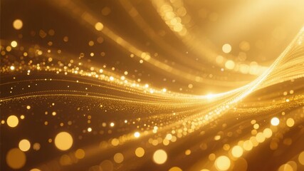 Golden Bokeh Stream with Sparkling Particles