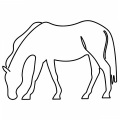 Obraz premium Horse grazing outline on a white background animal black and white
