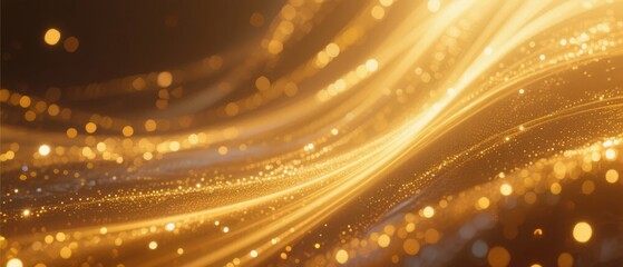 Golden Sparkling Waves with Bokeh Effect