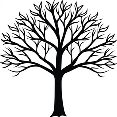Obraz premium Black and white stylized tree silhouette
