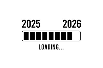 Loading process ahead of new year 2026. Symbol of new year 2026 celebration. Creative festive banner with trendy design.