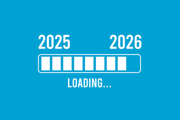 Loading process ahead of new year 2026. Symbol of new year 2026 celebration. Creative festive banner with trendy design.
