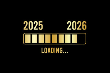Loading process ahead of new year 2026. Symbol of new year 2026 celebration. Creative festive banner with trendy design.
