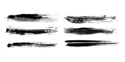 Black brush stroke set isolated on background. Paint brush stroke vector for ink paint, grunge design element, dirt banner, watercolor design, dirty texture. Trendy brush stroke, vector illustration