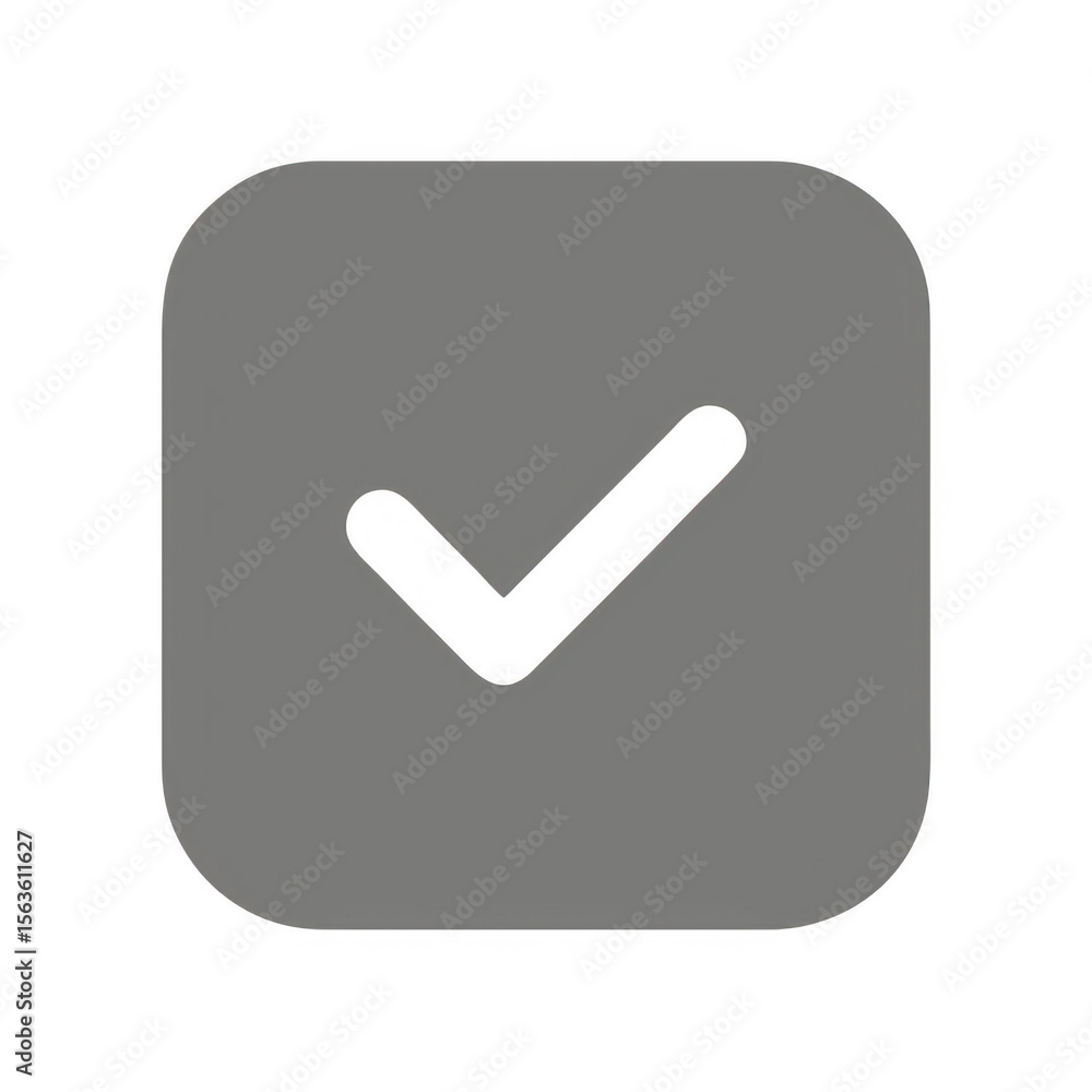 Poster gray check mark in rounded square isolated on transparent background