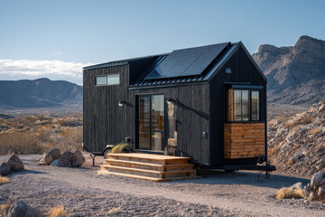 Modern Minimalist Tiny House with Black Wood Panels