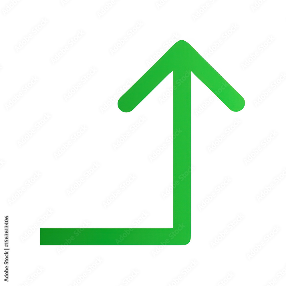 Poster green arrow pointing up isolated on transparent background