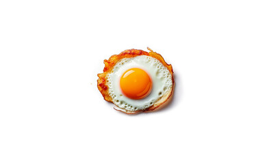 Fried egg. Breakfast. Protein and yolk with herbs. On a white background