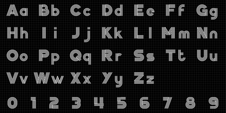 Retro Line Style Vector Font with Uppercase, Lowercase, and Numbers
