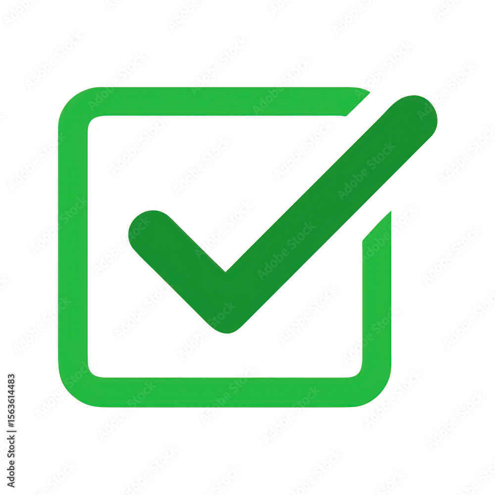 Poster green check mark inside square isolated on transparent background