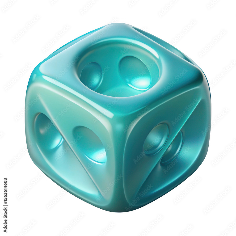 Fototapete teal abstract cube shape isolated on transparent background