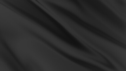 Elegant black silk satin fabric background with smooth texture and soft flowing waves backdrop...