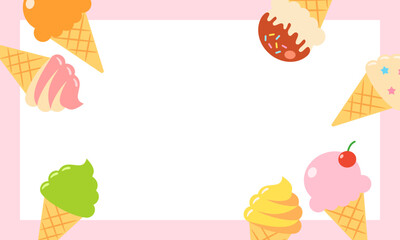 Ice Cream Pink Frame Background for Summer Wallpapers, Digital Backgrounds, Greeting Cards, Party Decor, Social Media, and Invitations