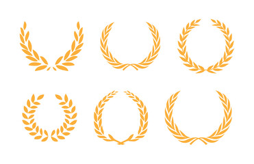 Yellow Laurel Wreath Icon Set