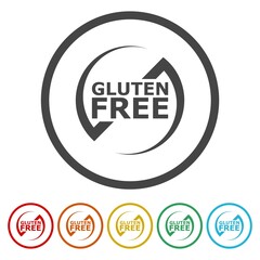 Gluten Free sign icon. Set icons in color circle buttons