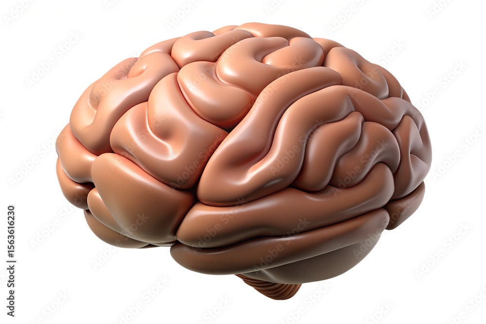 Poster detailed 3d rendering of a human brain with smooth glossy surface