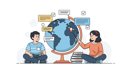 Young learners exploring global cultures and languages through interactive learning activities