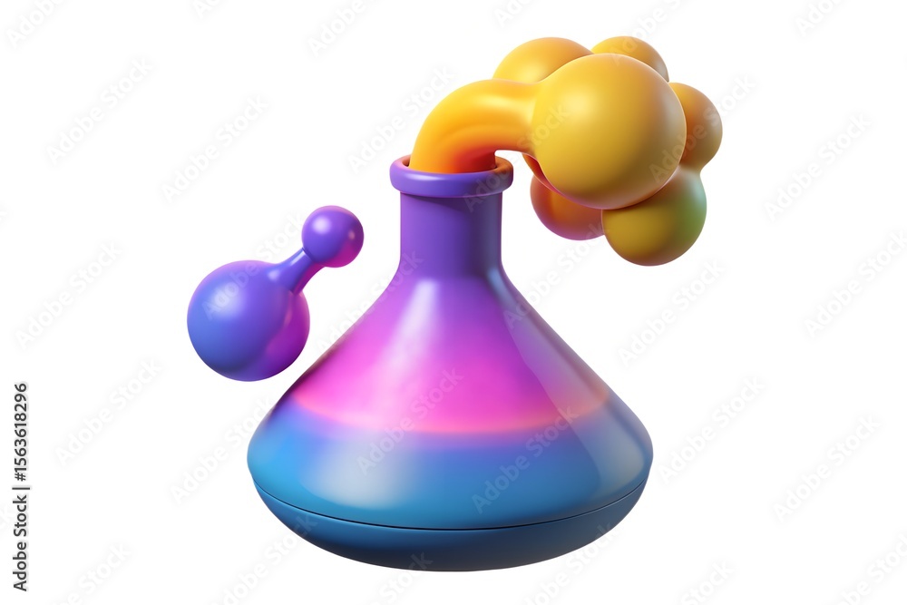 Aufkleber abstract 3d rendering of a colorful chemical reaction with bubbles