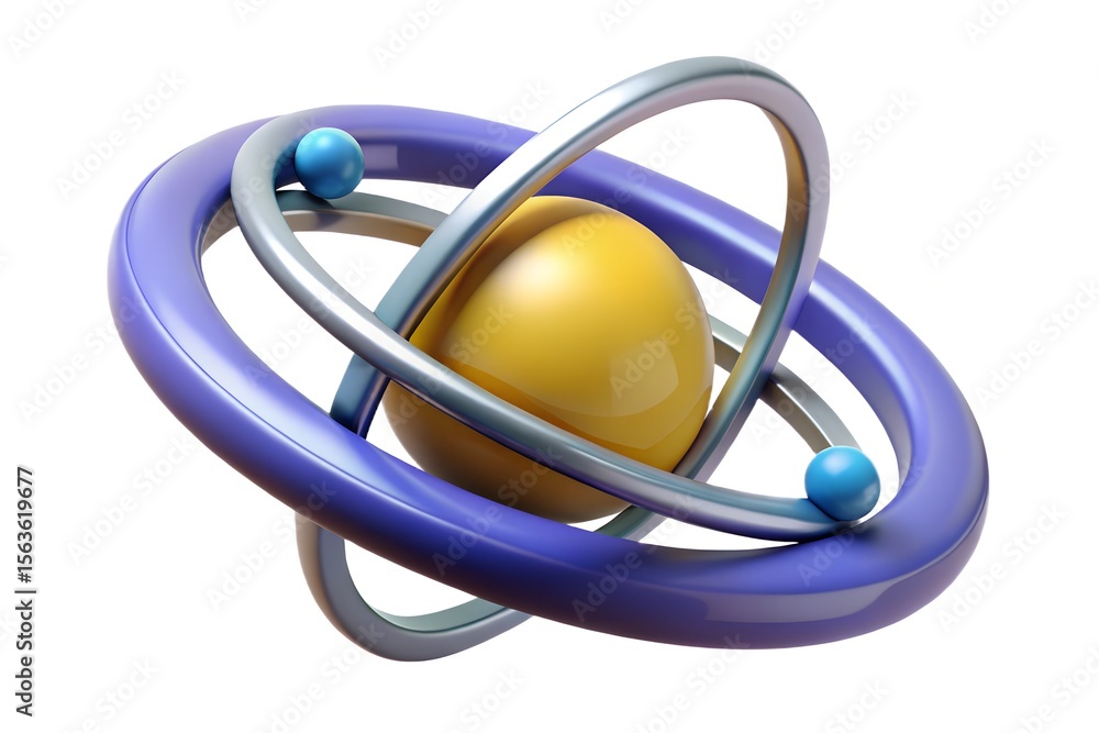 Poster abstract atomic structure with orbiting electrons and central nucleus