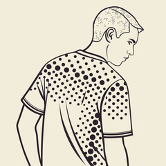 An interesting random dot pattern, offering a unique and textured visual for contemporary apparel.