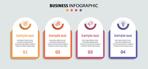 Infographic design template with icons and 4 options or steps. Can be used for process diagram, presentations, workflow layout, flow chart, info graph	
