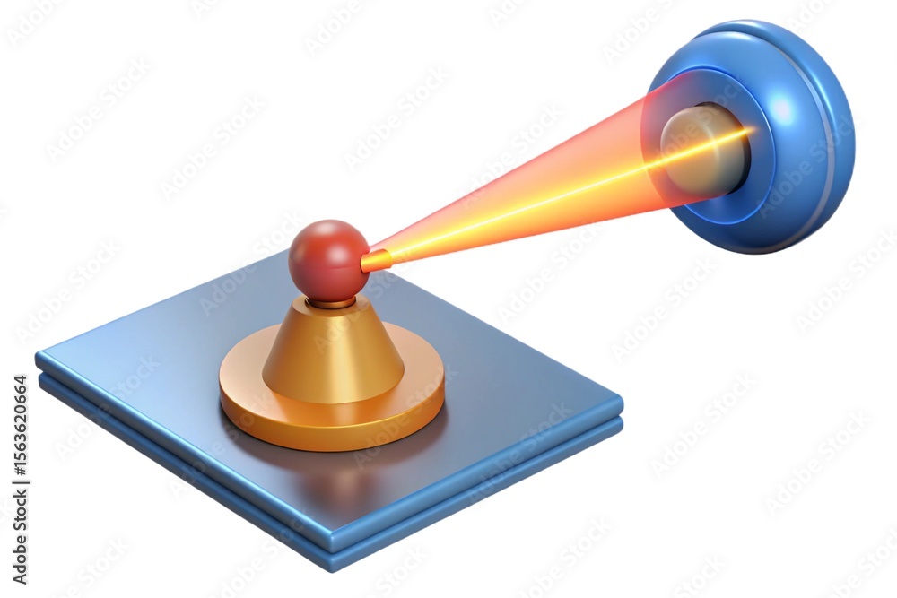 Poster abstract illustration of a laser beam interacting with a spherical object