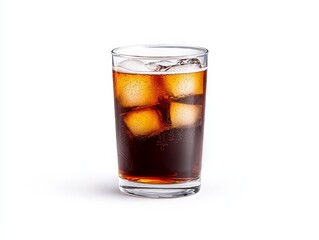 Refreshing glass of cola with ice and slice of fruit the perfect summer cooler