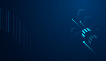 The dark blue gradient background and subtle grid pattern give a futuristic, data-driven atmosphere ideal for fintech or business themes vector illustration