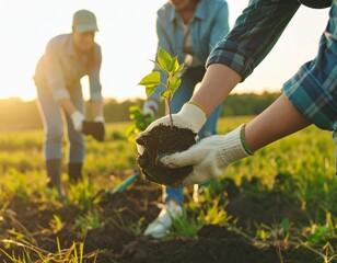 Close-up: Diverse Hands Collaborating on Community Project
