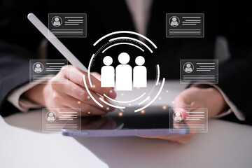 Human resource HR management recruitment connection global job career business corporate concept