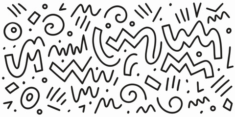 Abstract 90s Style Doodle Pattern Background