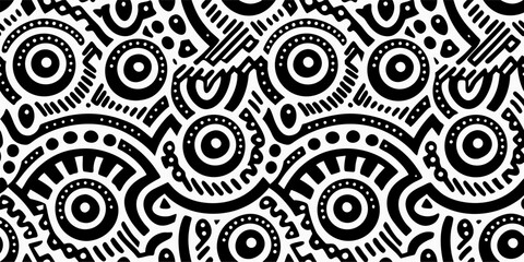 Abstract Black and White Geometric Pattern Seamless Texture