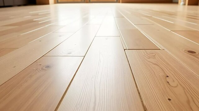 Interior showcases a new light wooden floor providing a warm ambiance for modern living spaces.