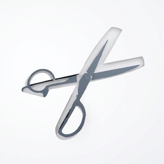 Gray Scissors Open on White Background

