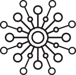 Abstract Hub Spoke, Data Hub Symbols, Centralized Node Design, Abstract Tech Icons, Digital Connection, data flow