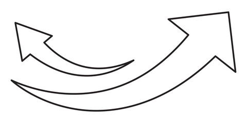 Black arrow icon indicating different direction. icon isolated outline and liner arrow website banners ads and design elements. black curve arrow icon set. long arrow icon set. curve arrow vector.