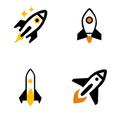 Rocket Icon Set – Flat Minimal Design