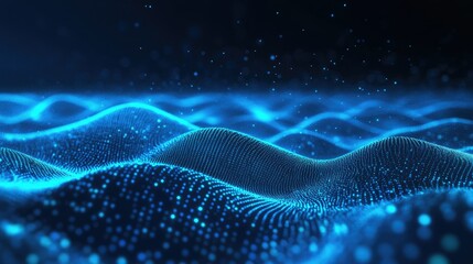 Abstract blue holographic waves create a seamless futuristic technology background full of energy and movement.