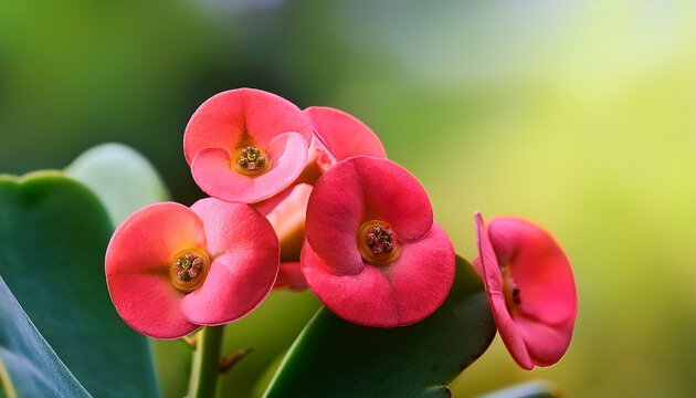 wolfsmilch euphorbia milii close up with blurred green background