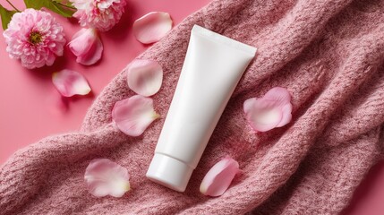 Concept of relaxation and indulgence, as the lotion tube