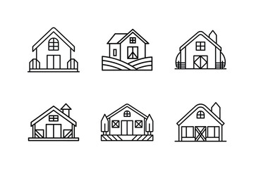 farmhouse plan icon line art vector illustration