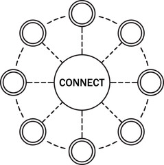 Abstract Hub Spoke, Data Hub Symbols, Centralized Node Design, Abstract Tech Icons, Digital Connection, data flow