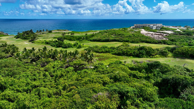 Beautiful aerial drone photo of tropical landscape in the Bahamas